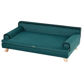 Dog Couch for Large Dogs, Dog Couch bed Large w/ Washable Cover, Wooden Legs, Soft Pet Couch for Comfort Sleep, Teal