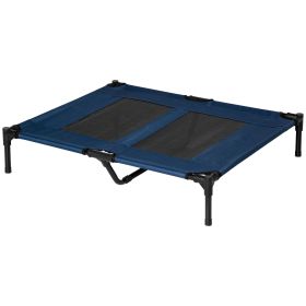 Cooling Elevated Dog Bed 36x30 Portable Raised Cot Washable Mesh Large Dogs Blue