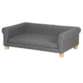 Medium Large Dog Couch Bed, Pet Sofa with Removable Seat Cushion and Elevated Base, Dark Gray