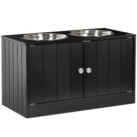 Large Elevated Dog Bowls with Storage Cabinet Containing Large 44L Capacity, Raised Dog Bowl Stand Pet Food Bowl Pet Feeding Station, Black (Option: Black-705x380x155 mm)