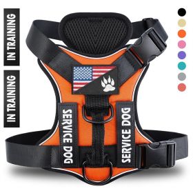 Reflective Breathable Solid Color Polyester Dog Strap (Option: Orange-S)