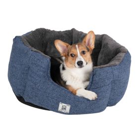DGS Pet Products Chill Kuzzi FIR Round Bed Small Grey 23" x 23" x 12" (Color: Blue, size: small)